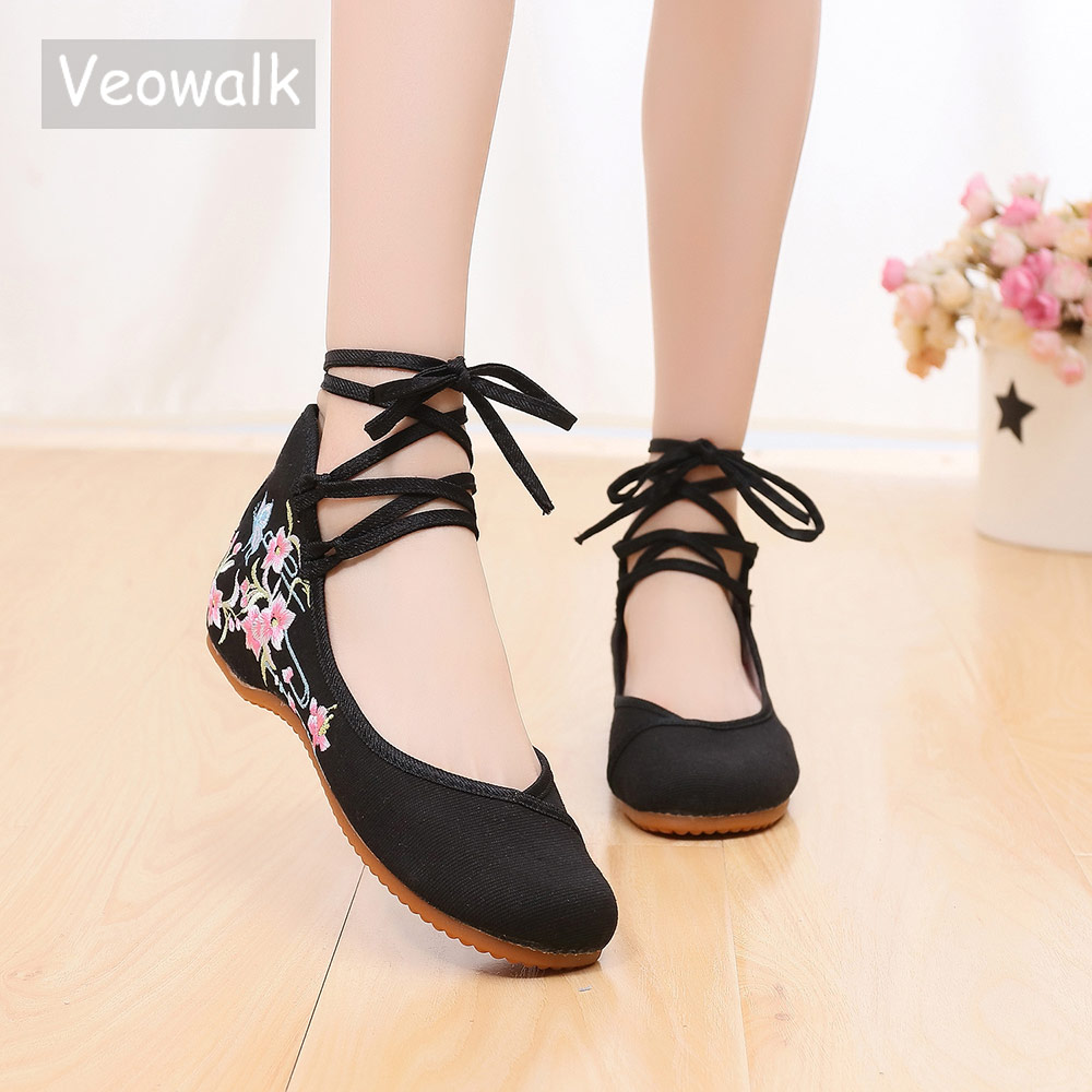 Women'S Shoes Vegan - Veowalk Ballerine ricamate in tela da