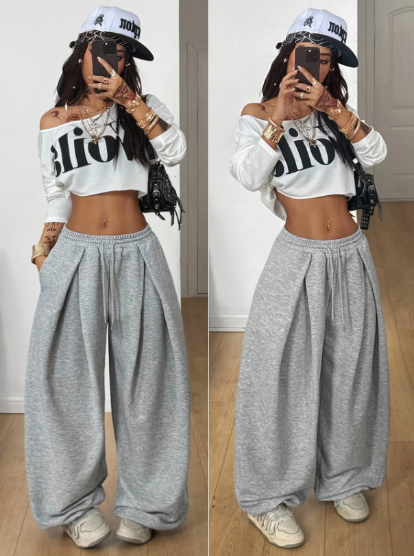 Women Shoes Joggers - Pantaloni sportivi larghi a gamba ampia