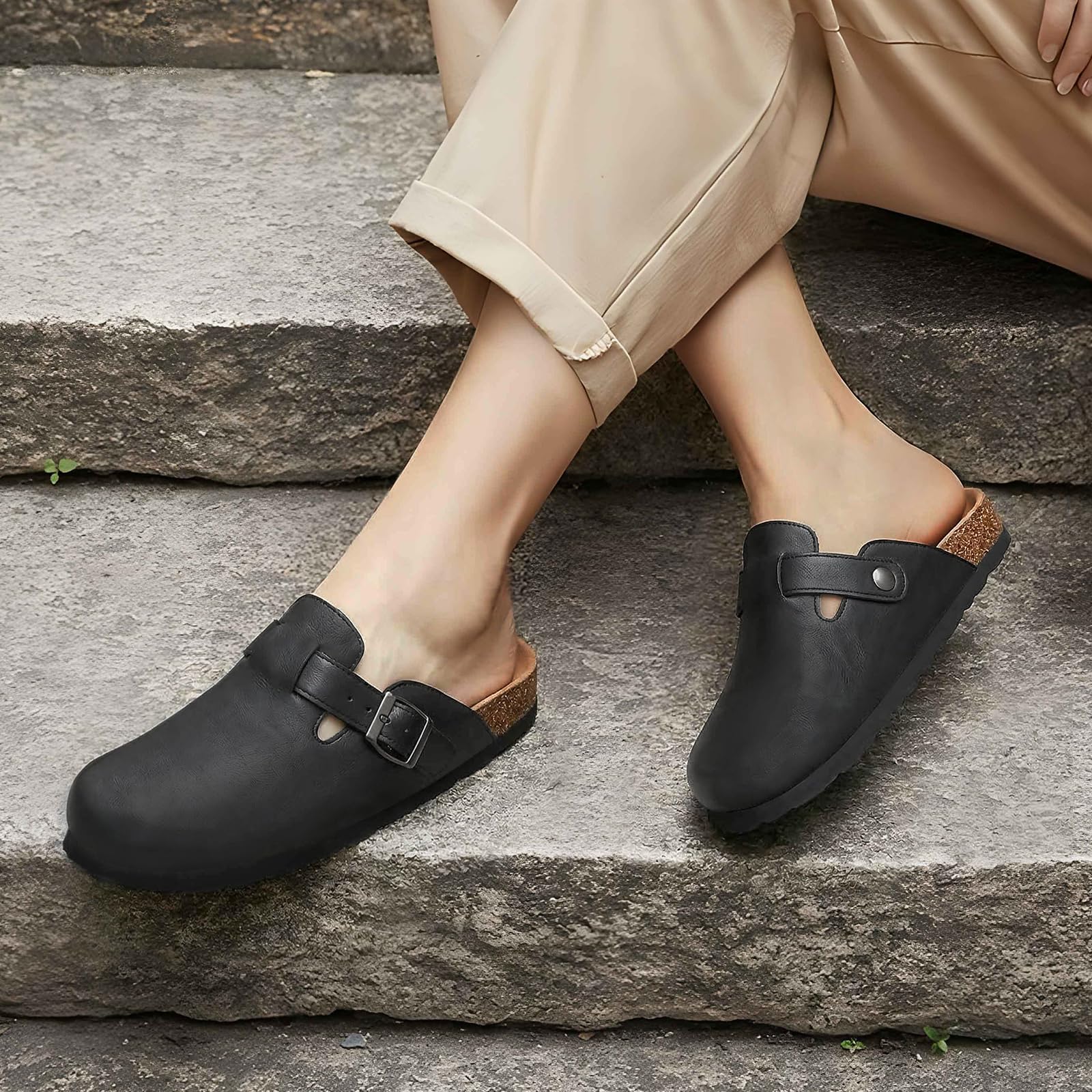 Women'S Shoes Vegan - Zoccoli Litfun con plantare in sughero,