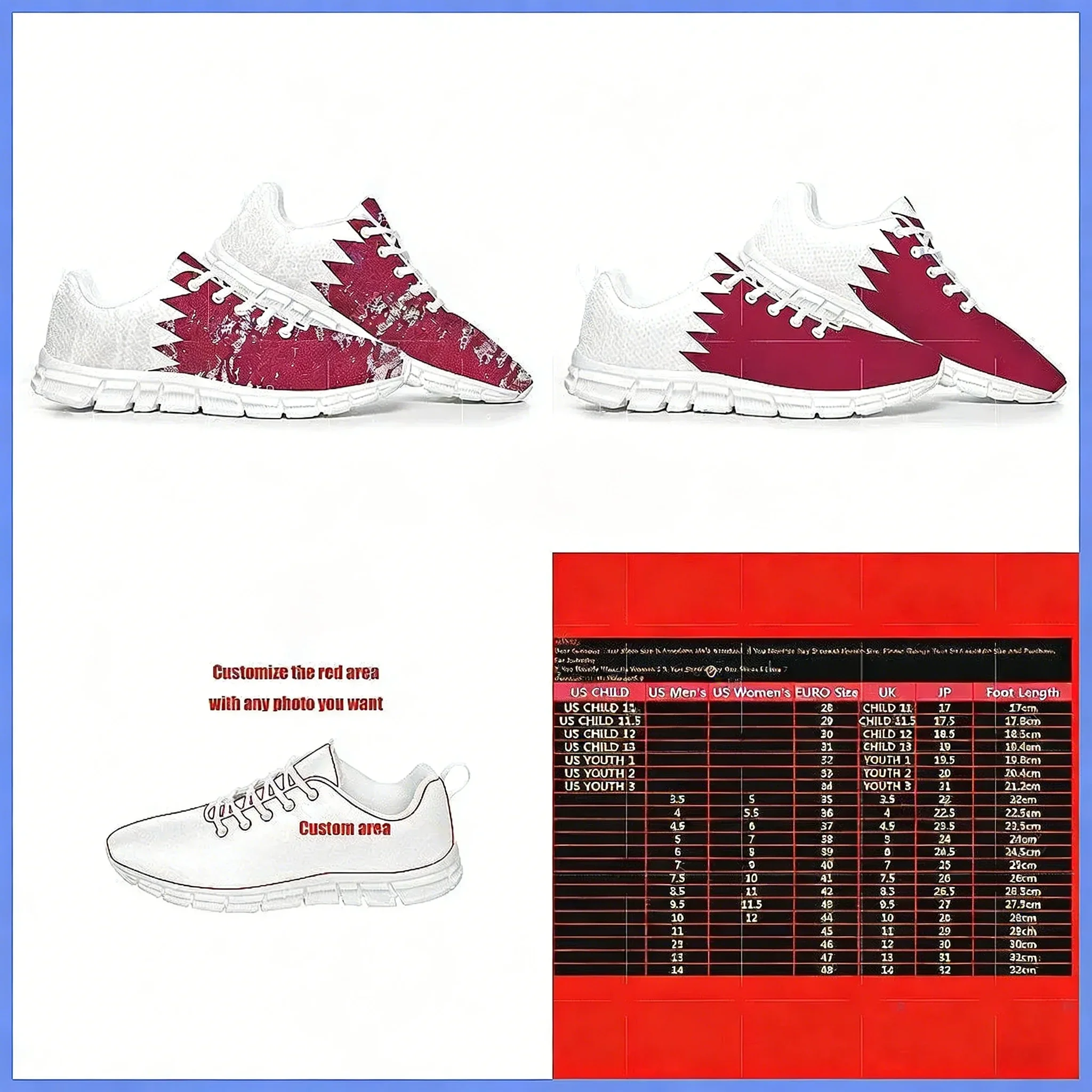 Women Shoes Qatar - Scarpe Sportive con Bandiera del Qatar,