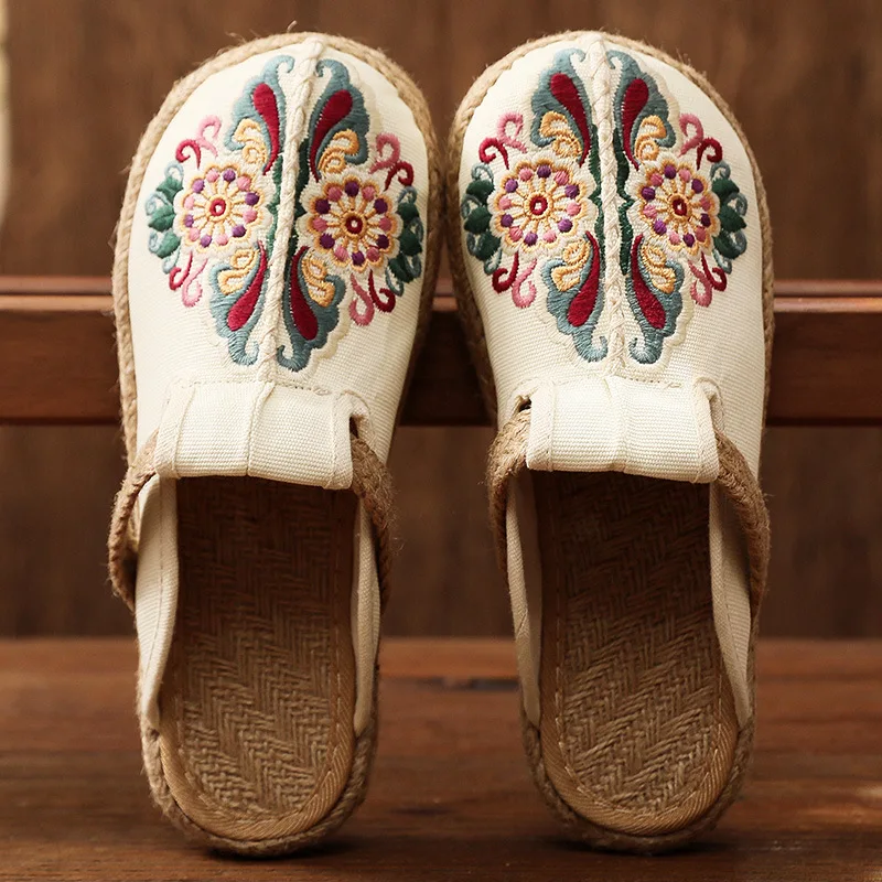 Women'S Shoes Vegan - Ciabatte Basse da Donna in Lino