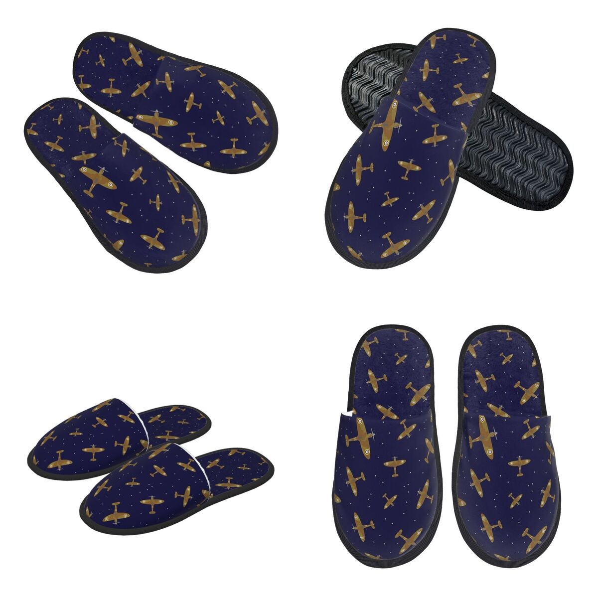 Women'S Shoes Navy Blue - Pantofole Personalizzate con Aerei da Guerra